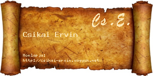 Csikai Ervin névjegykártya