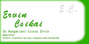 ervin csikai business card